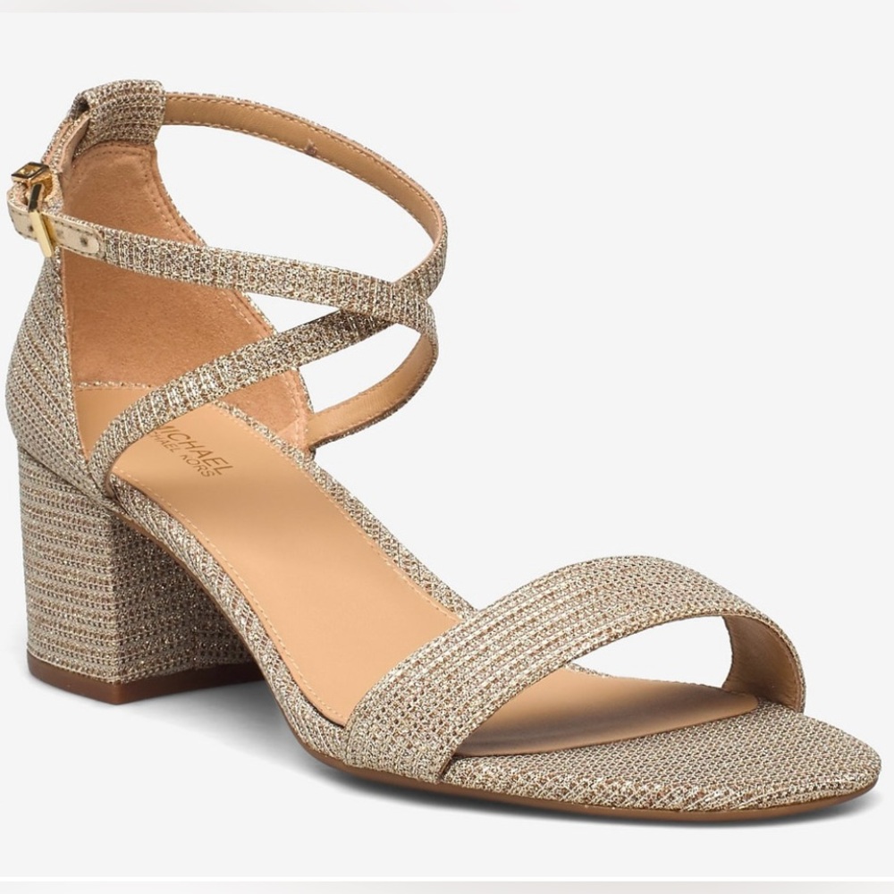 Michael Kors Serena Flex Block Heels  (Vintage Gold)